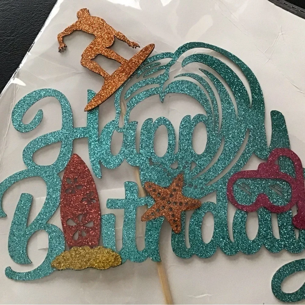 Happy Birthday Cake Topper - Surfer theme. BRAND NEW